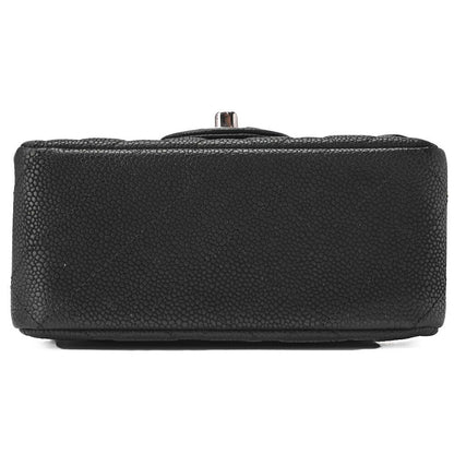 Chanel Shoulder Bag Mini Matelasse Caviar Skin Black Single Flap Turnlock