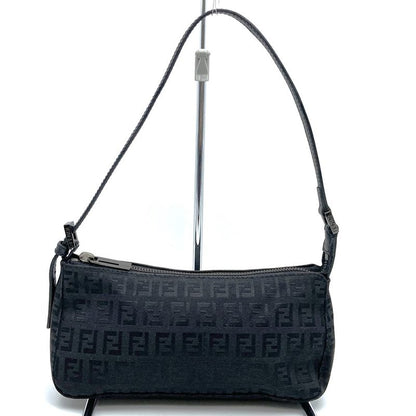 Fendi 8br249 Zucchino Accessory Pouch Mini Bag Canvas Leather Black Women