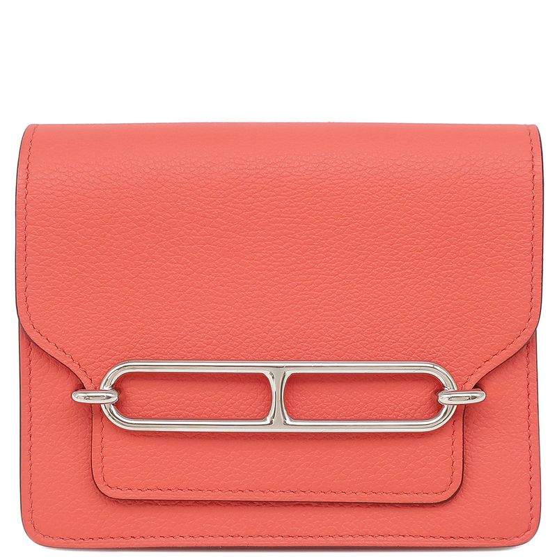 Hermes Bifold Wallet Lauris Luli Slim Verso Evercolor Rose Texas and Sienne