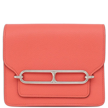 Hermes Bifold Wallet Lauris Luli Slim Verso Evercolor Rose Texas and Sienne