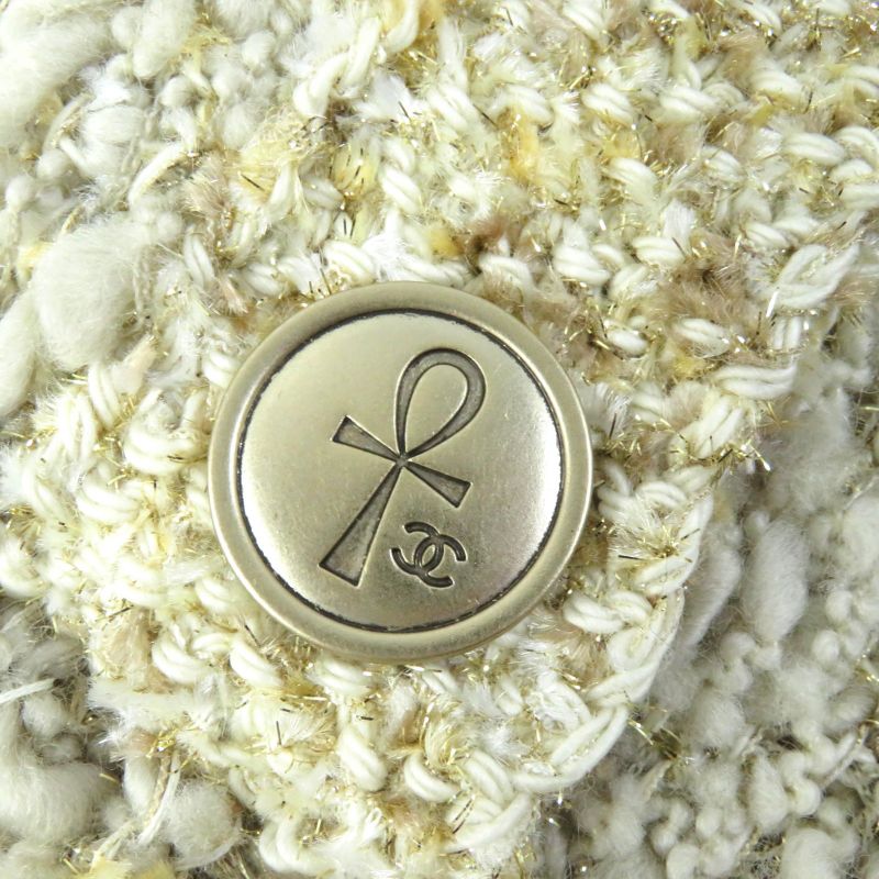 CHANEL P61623k47214 Silk Blend Coco Mark Button Lamé Yarn Sleeveless Knit Dress