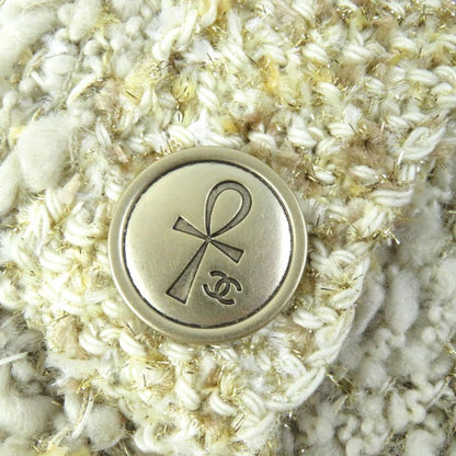 CHANEL P61623k47214 Silk Blend Coco Mark Button Lamé Yarn Sleeveless Knit Dress