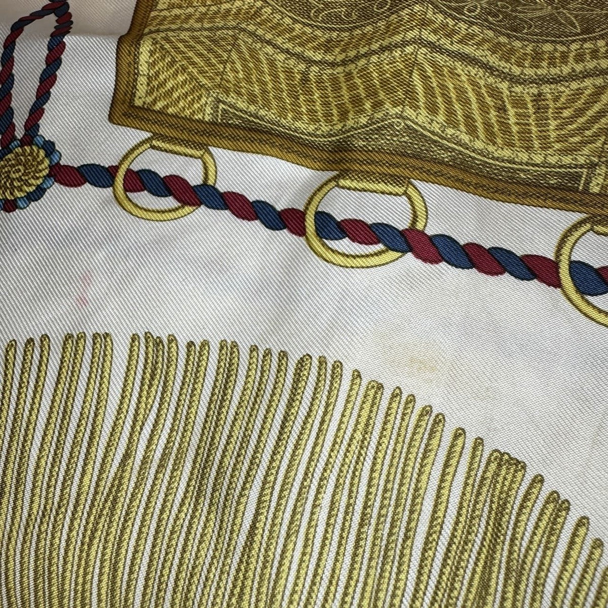 Hermes Carre 90 Poste Et Cavalerie Scarf Gold Silk — view 9