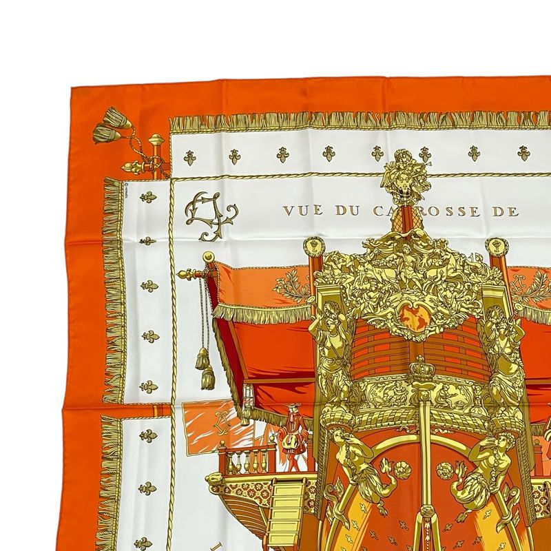 Hermes Carre 90 VUE DU Carosse DE LA Galere LA Reale Queen's Coronation Silk