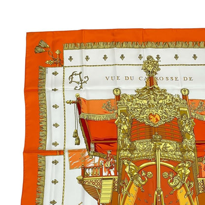 Hermes Carre 90 VUE DU Carosse DE LA Galere LA Reale Queen's Coronation Silk