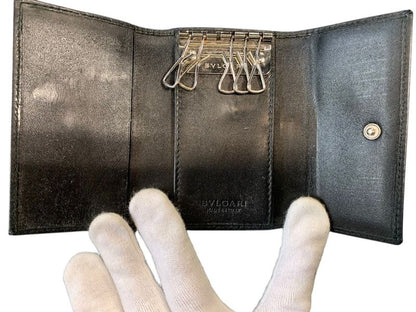 1991bvlgari Key Case 6-Stacks Weekend Silver Hardware Gray Pre-Owned