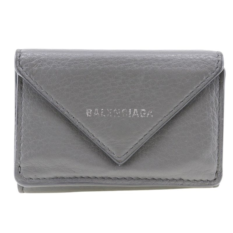 Balenciaga Paper Wallet Calf Unisex Trifold Wallet