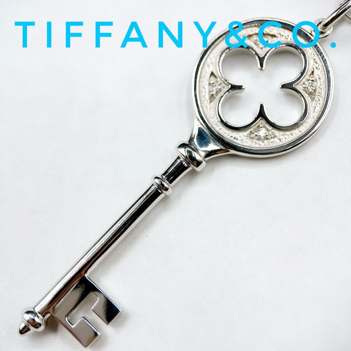 Tiffany & Co Quarter Foil Diamond White Gold Necklace 62 cm