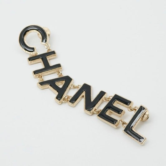 Chanel Brooch Corsage Gold Black Pin Logo