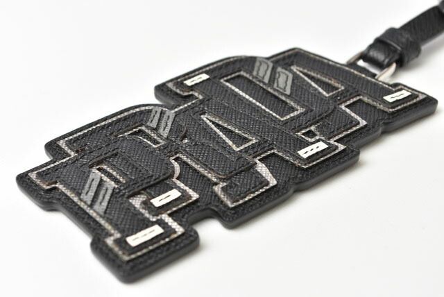 Prada Key Ring Key Holder Bag Charm Prada Logo Patchwork Caracter 2tl253 NERO