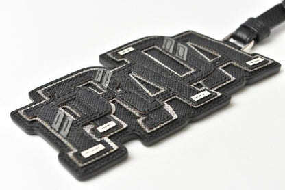 Prada Key Ring Key Holder Bag Charm Prada Logo Patchwork Caracter 2tl253 NERO