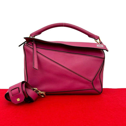 Loewe Puzzle Anagram Logo Leather 2-Way Mini Boston Bag Pink