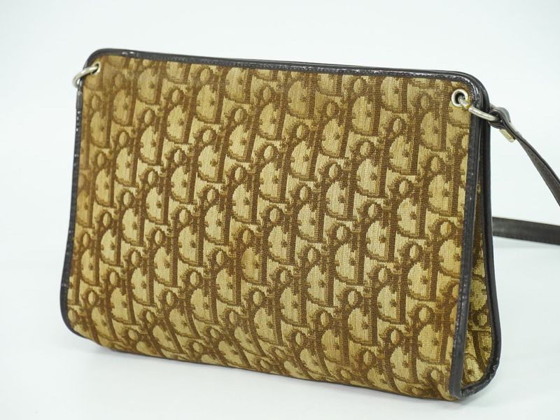 Authentic Christian DIOR Trotter Shoulder Bag Canvas Brown Trotter Bag Pre-owned