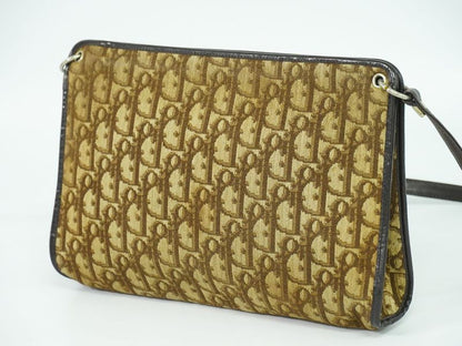 Authentic Christian DIOR Trotter Shoulder Bag Canvas Brown Trotter Bag Pre-owned