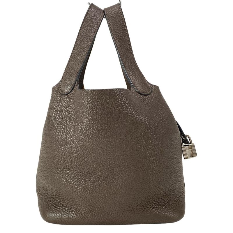 Hermes Handbag Picotin Lock PM Dark Brown Silver Hardware