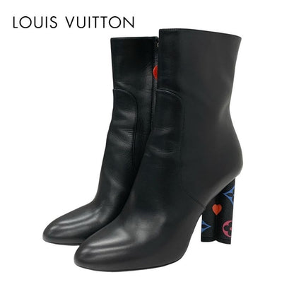 Louis Vuitton Silhouette Line Monogram Boots Short Shoes Leather Black