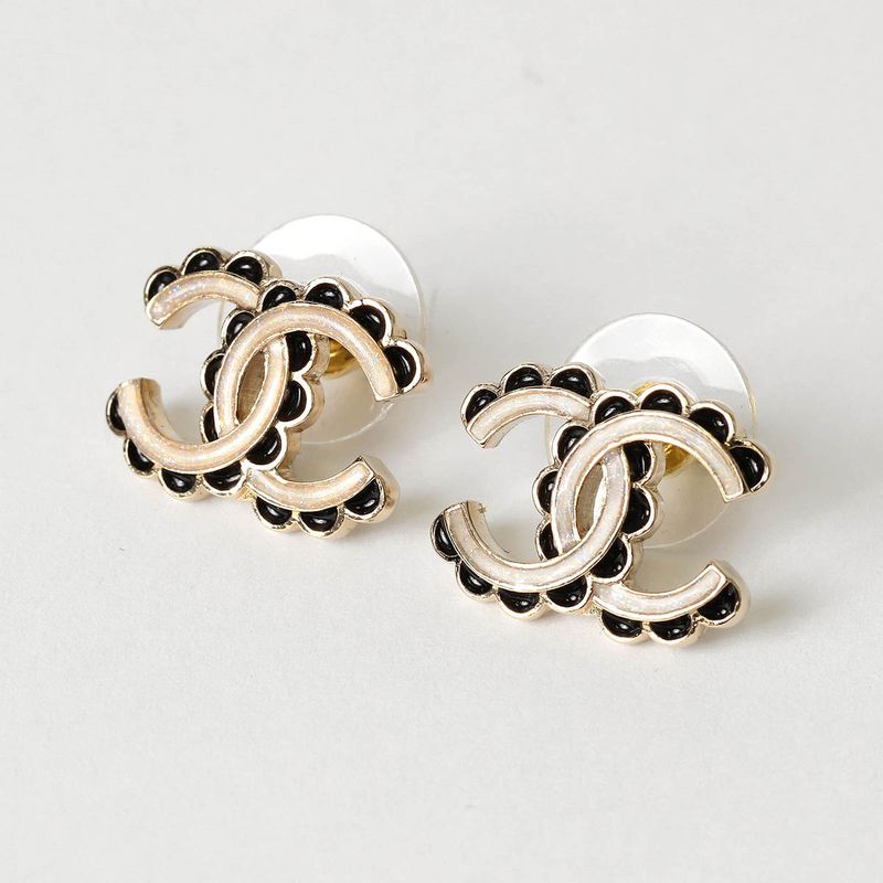 Chanel Earrings Stud Earrings Gold/white