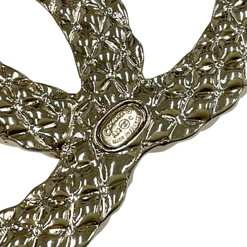 Chanel Brooch Corsage Gold Here Mark Logo Rhinestone