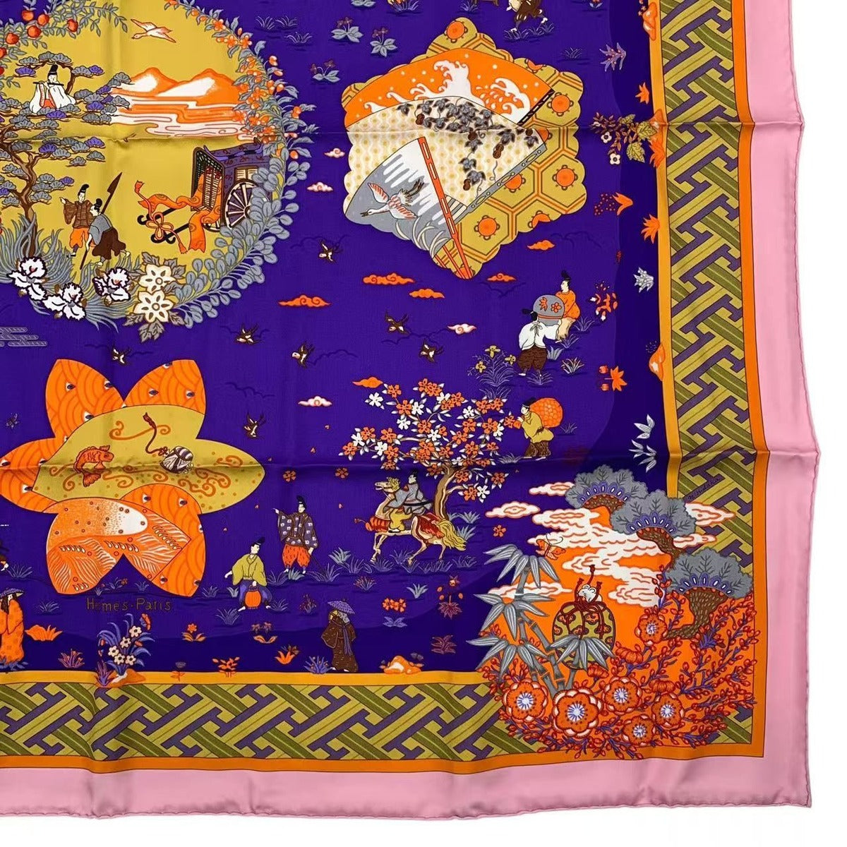 Hermes Carre 90 Large Scarf 100% Silk Ballade de Heian in the Garden — view 6