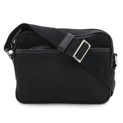 Prada Tessuto Saffian Triangle Logo Shoulder Bag Crossbody Nylon Leather Nero