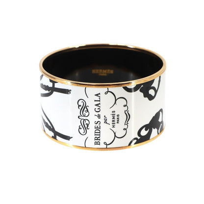 Hermes Enamel TGM Bangle Bracelet Black White Gold Email TGM