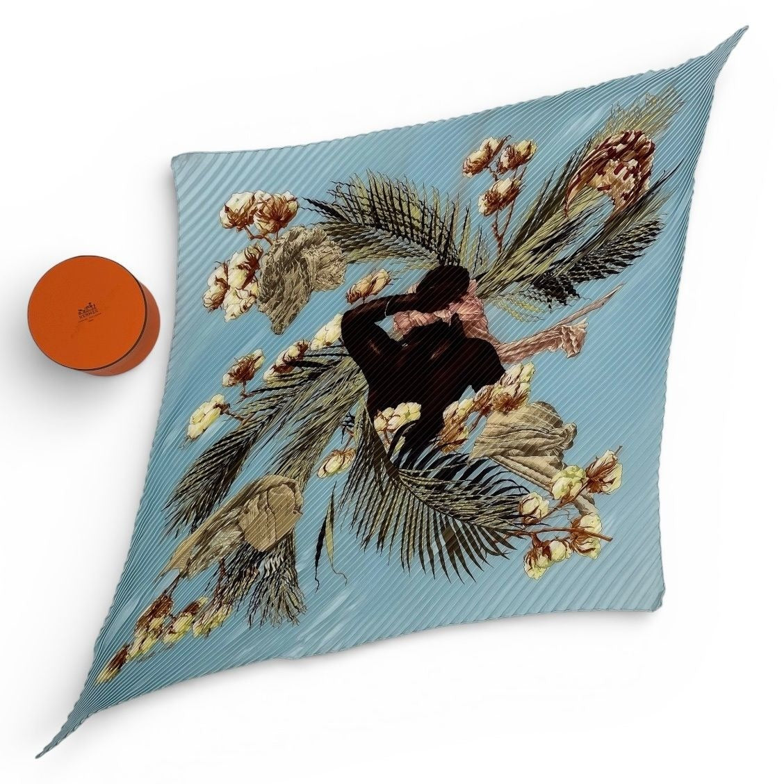 Hermes Scarf Pleated Turbans Des Reines Queen's Turban Blue