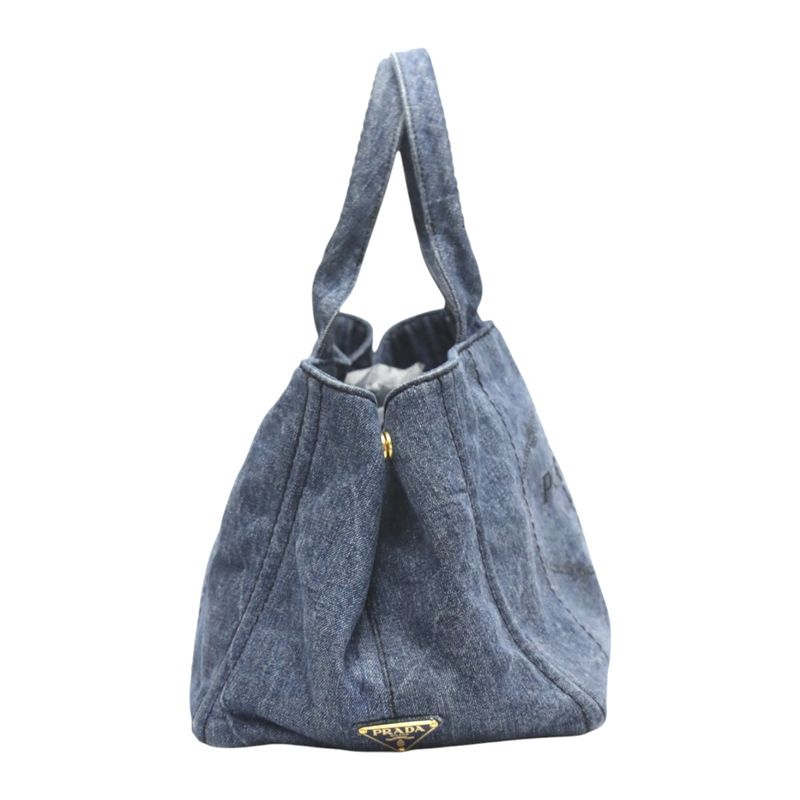 Prada Cotton Canvas Tote Bag Canapa Tote Bag Prada Blue