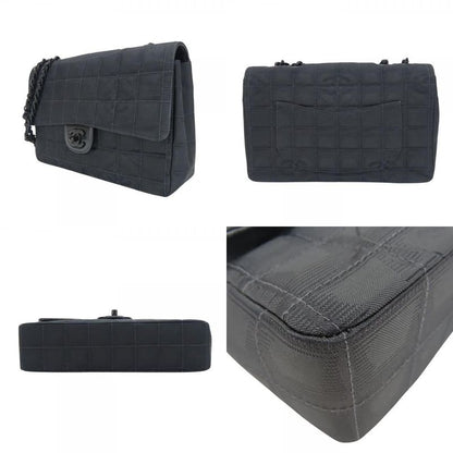 Chanel Shoulder Bag New Travel Line Jacquard Nylon Black Coco Mark 7th Shoulder