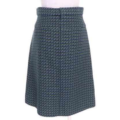 CHANEL P55951v38257 Lion Coco Button Cotton Tweed Skirt Navy Green Color 36