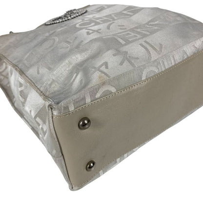 Chanel Shoulder Bag Ginza Limited Logo CC Coco Mark Logo Leather / Canvas White