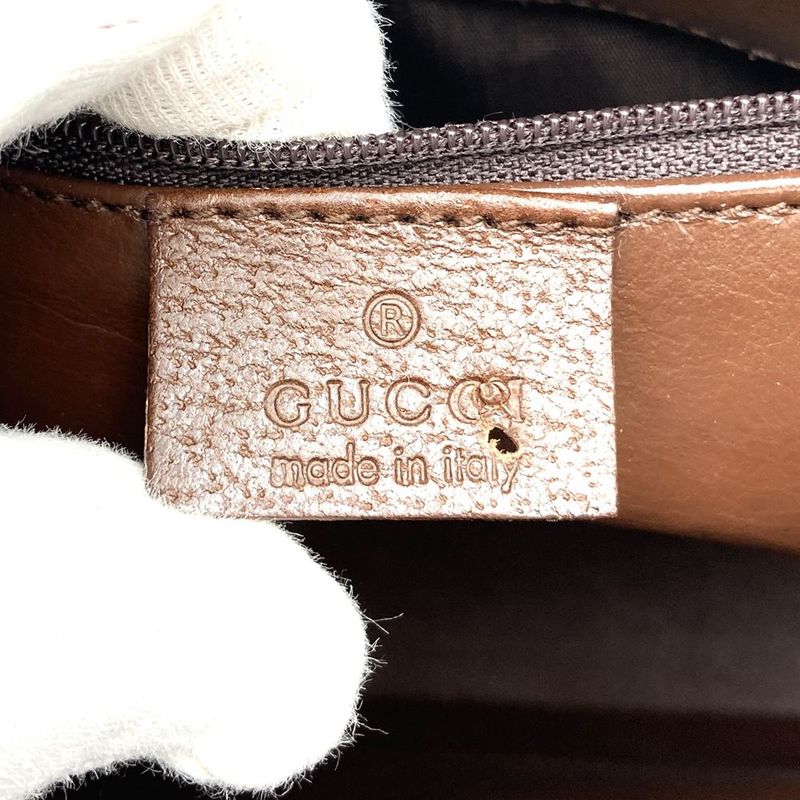 Gucci 002103 Handbag Shoulder Bag Business Bag Leather Brown
