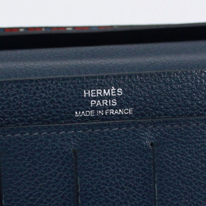 Hermes Long Wallet Evercolor Leather Navy Wallet