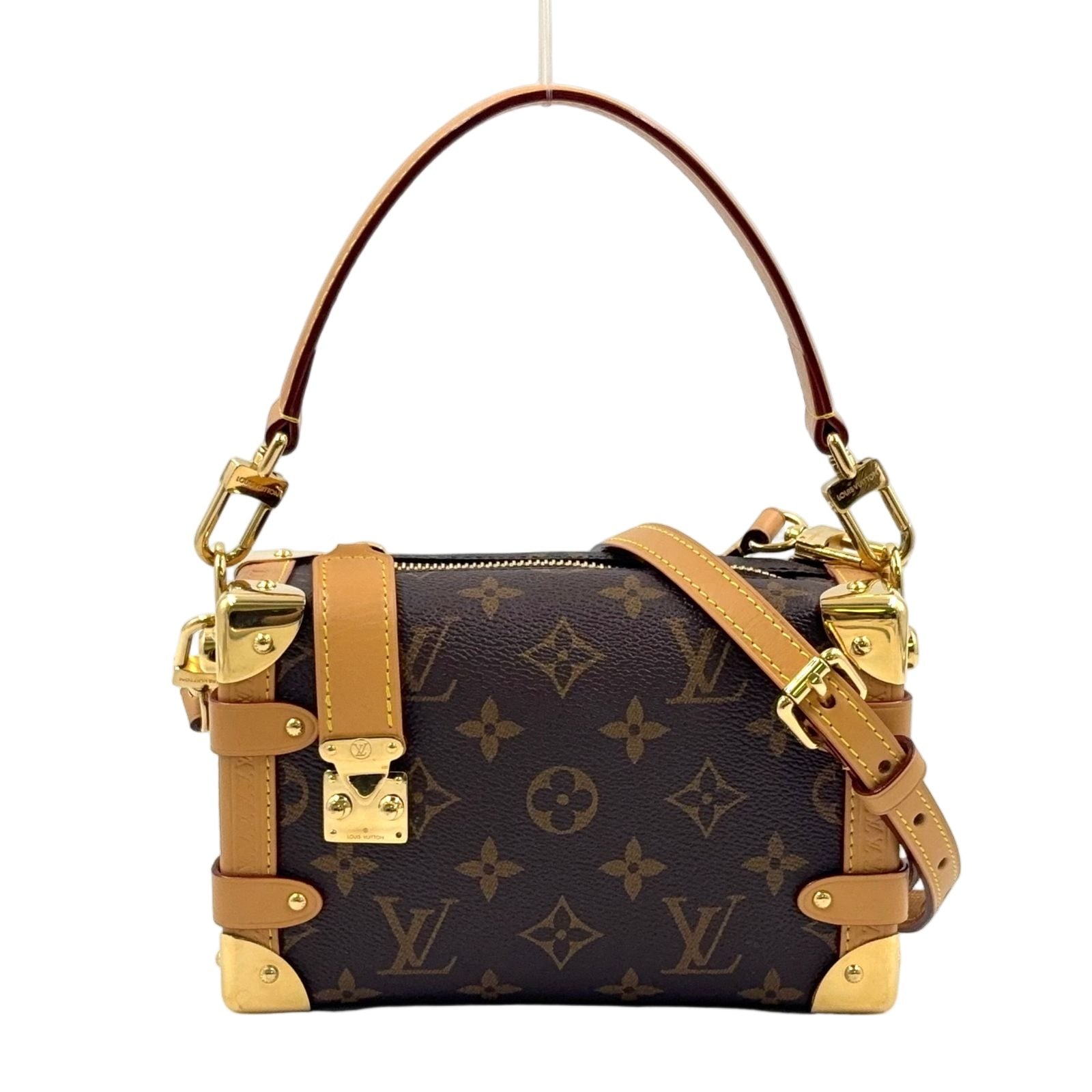Louis Vuitton Side Trunk PM Monogram 2-Way Leather Brown Handbag Gold