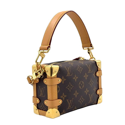 Louis Vuitton Side Trunk PM Monogram 2-Way Leather Brown Handbag Gold — view 2