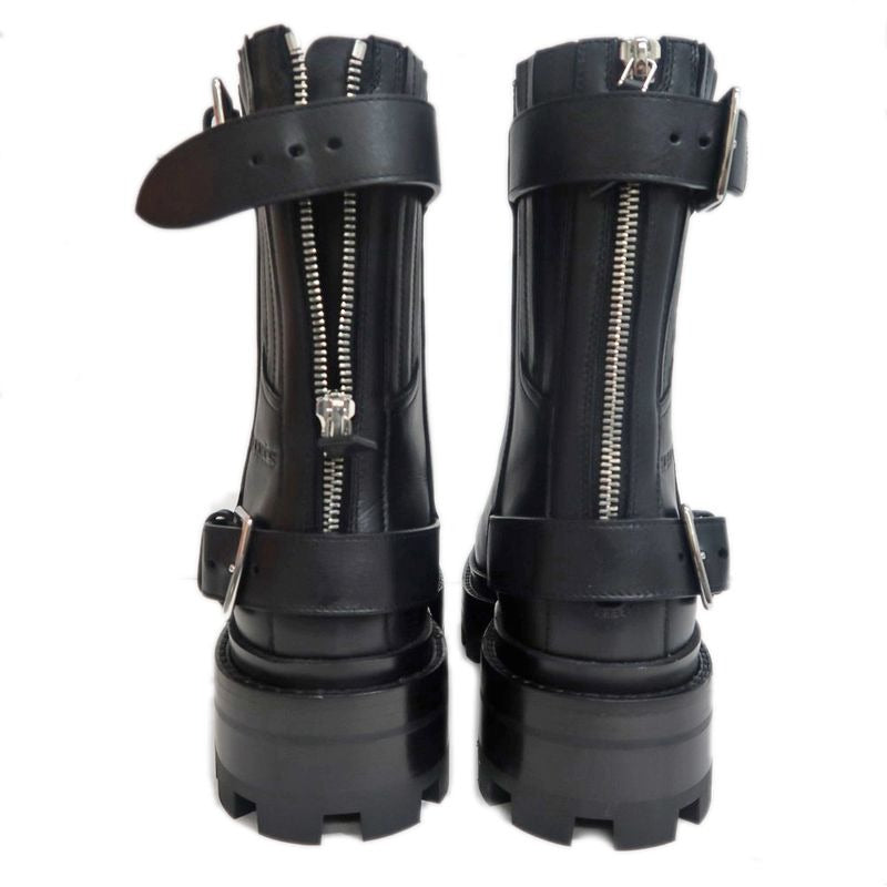Hermes Short Boots Jamie Black 36 1 2 Silver Hardware Leather Shoes — view 6