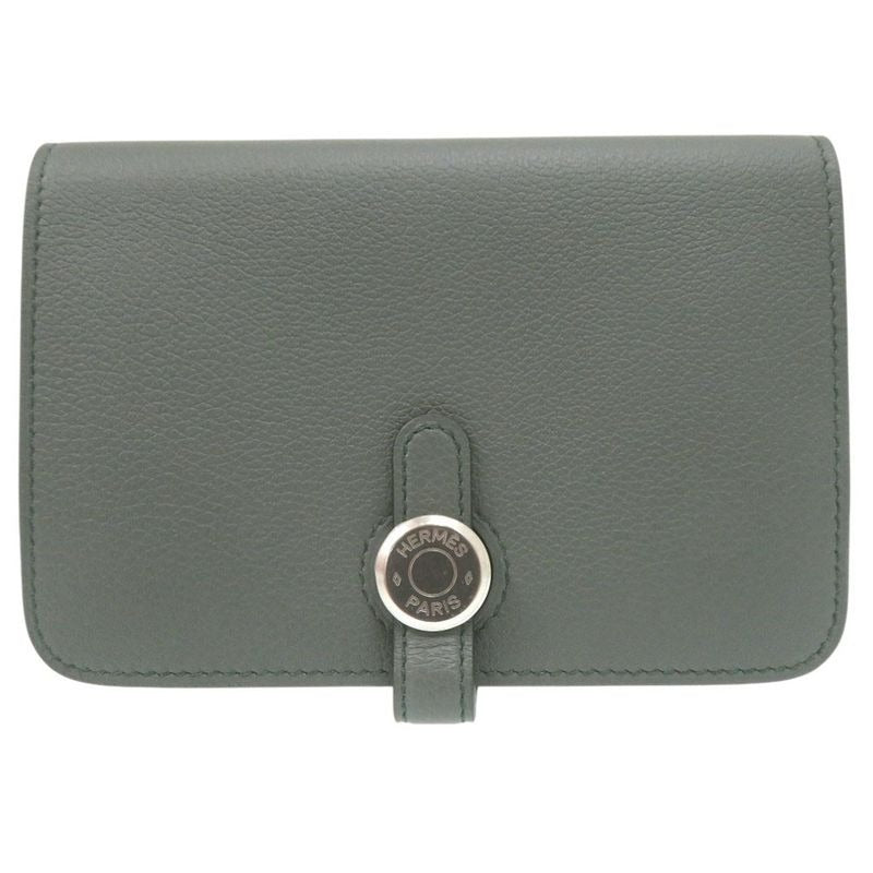 Hermes Dogon Compact Coin Case Leather Vert Amand Evercolor 1193