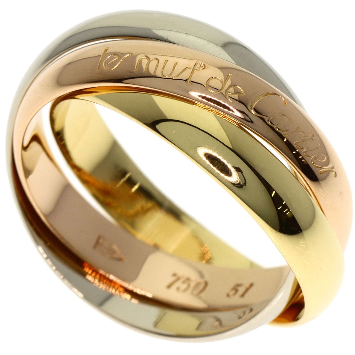 Cartier Trinity 51 Ring 18K Yellow Gold Pink White