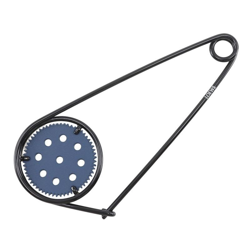 Loewe Mechanopin Bag Charm Metal Leather Black Blue
