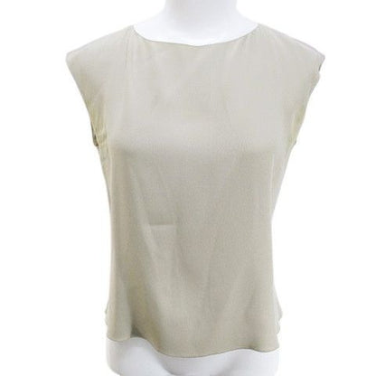 Chanel Sleeveless Top Blouse Silk 36 Beige