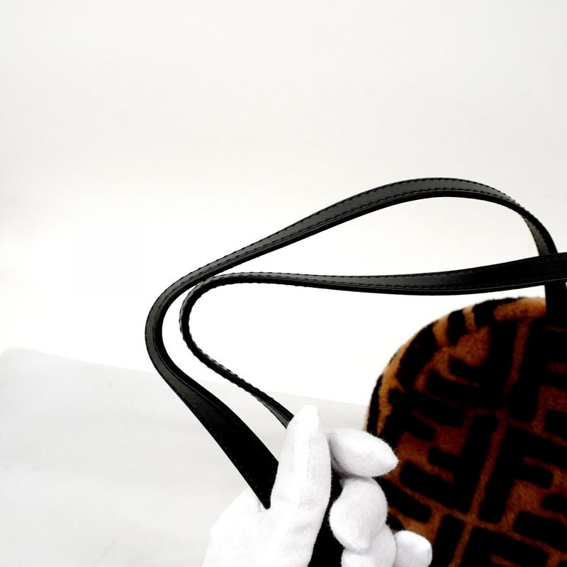 Fendi Backpack Daypack Zucca Fur Brown Black Gold Hardware Women's