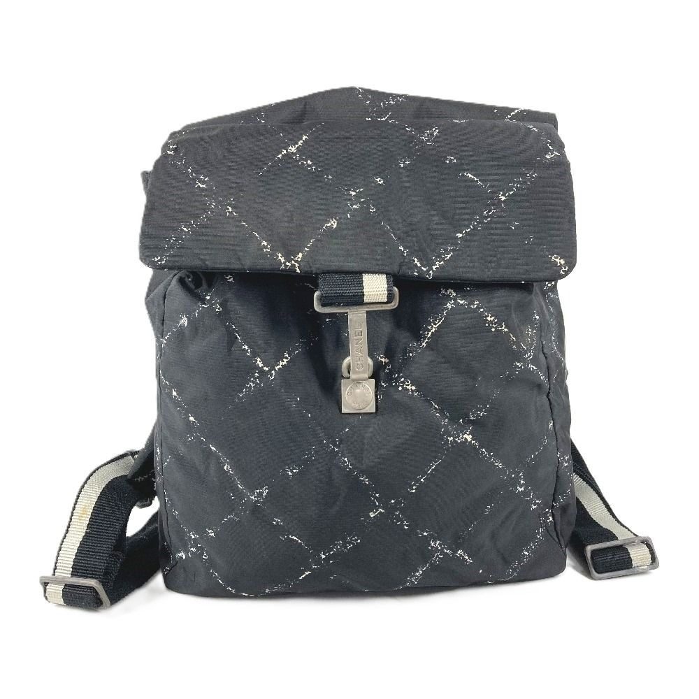 Chanel Backpack Logo Nylon Black