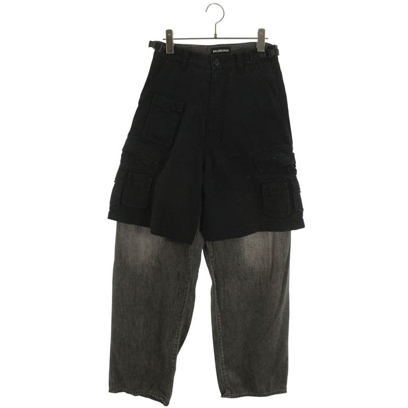 Balenciaga Tiw53 Hybrid Cargo Loose Fit Denim Pants 28