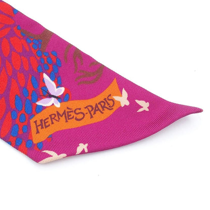 Hermes Twilly Multicolor Silk Dans Un Jardin Anglais Scarf — view 3