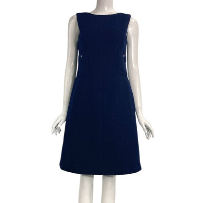 Chanel 96P Coco Button Setup Jacket Dress Wool Navy Size 40