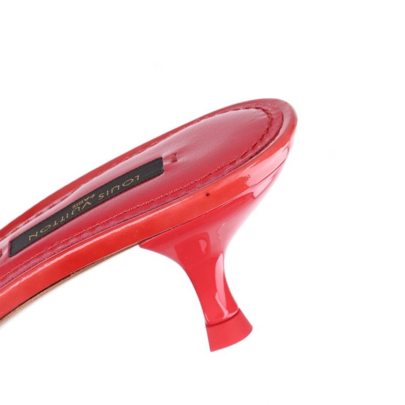 Louis Vuitton 08 Butterfly V Mark Patent Leather Mules Women's 35 Bl0048 Red