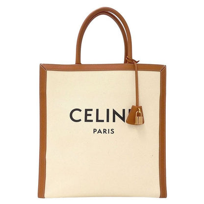 Celine Bag Tote Canvas Vertical Cabas Large Brown Ivory