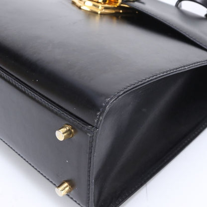 Prada Leather 2WAY Shoulder Bag Crossbody Hand Tote Genuine Leather Black Gold