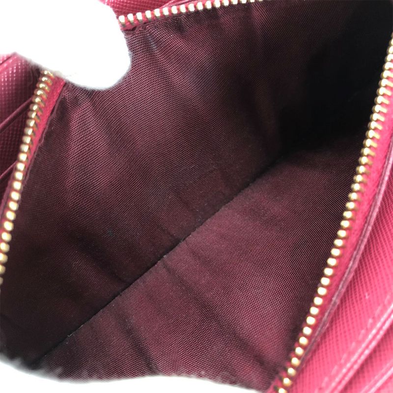 Prada Long Wallet Saffiano Pink Peonia Gold Hardware Round Zipper Ribbon Ladies