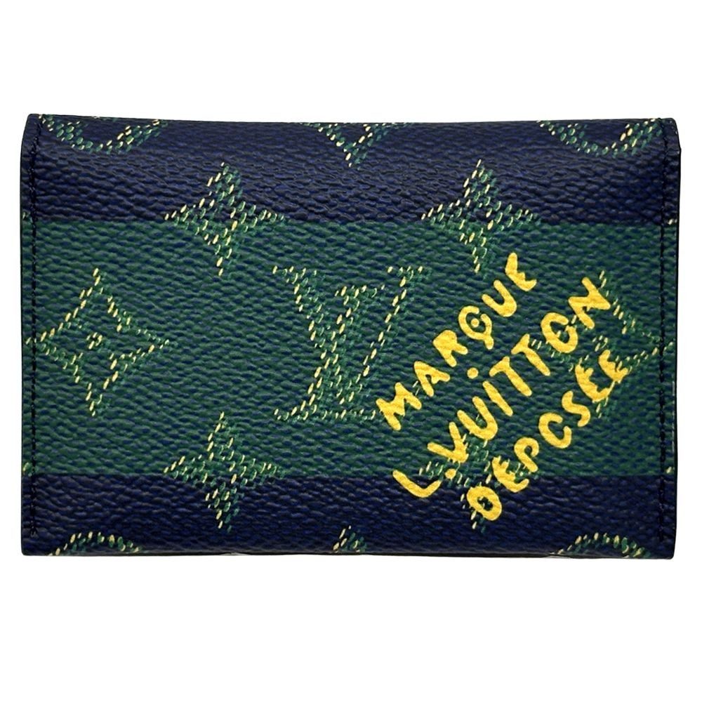 Louis Vuitton Card Case Monogram Heritage Holder Slim Navy Green Compact
