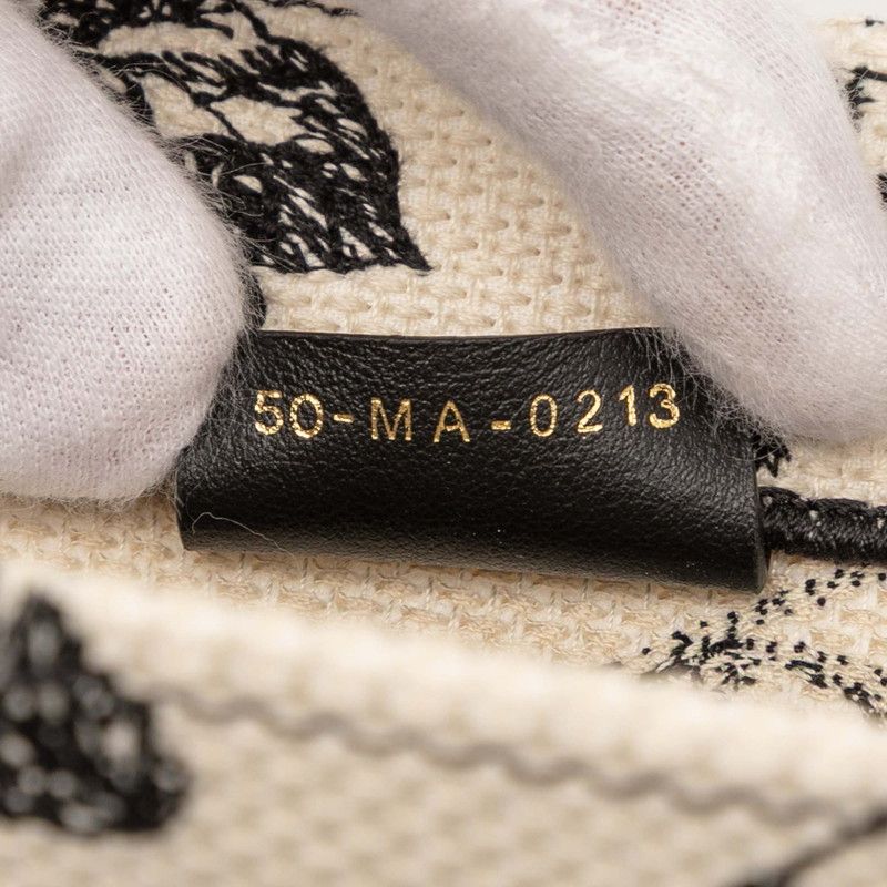 Dior Book Tote Medium Zodiac Embroidery Beige Black Canvas Women's Dior